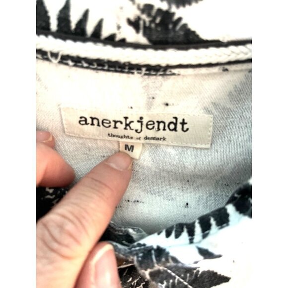 Anerkjendt Button Up Shirt Mens Size Medium M Tree Print Long Sleeve White Black - Picture 5 of 12
